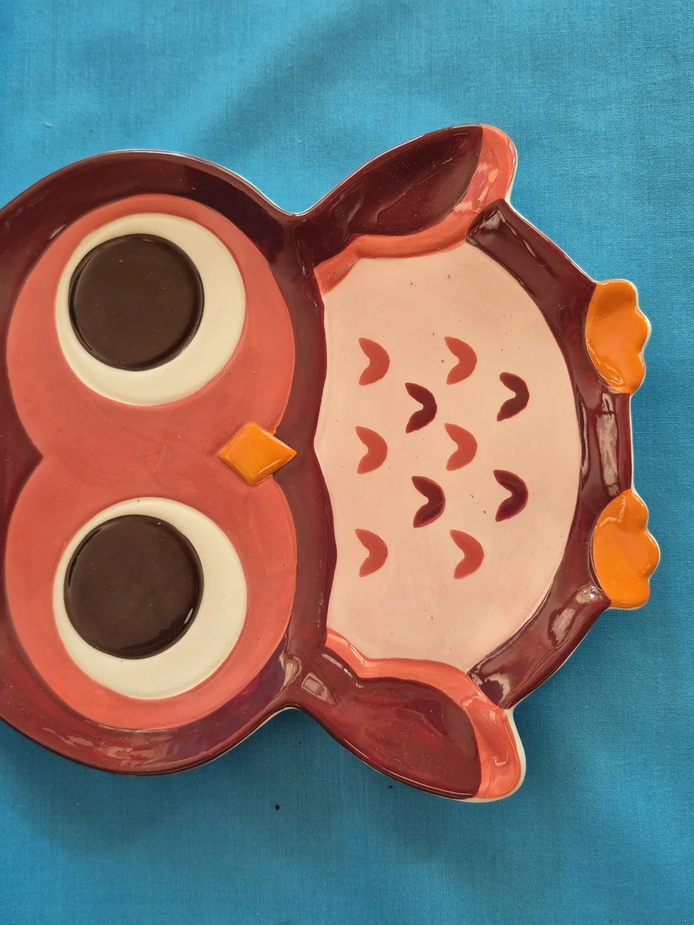 Orange Owl Ceramic Spoon Rest Utensil Dish by Mesa Kitchen Stove Cooking